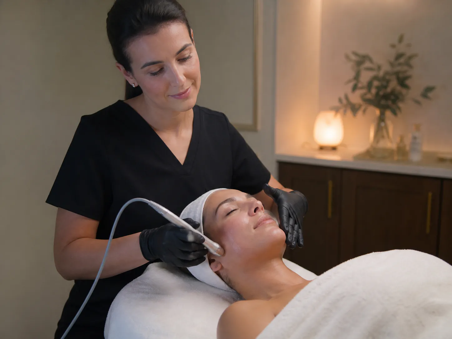Lifting-focused facial treatment performed in a modern aesthetic clinic.